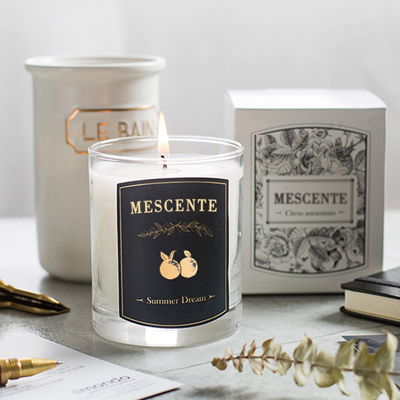 Vela perfumada de cera de soja con etiqueta privada de masaje de lujo decorativa personalizada M&Scent
