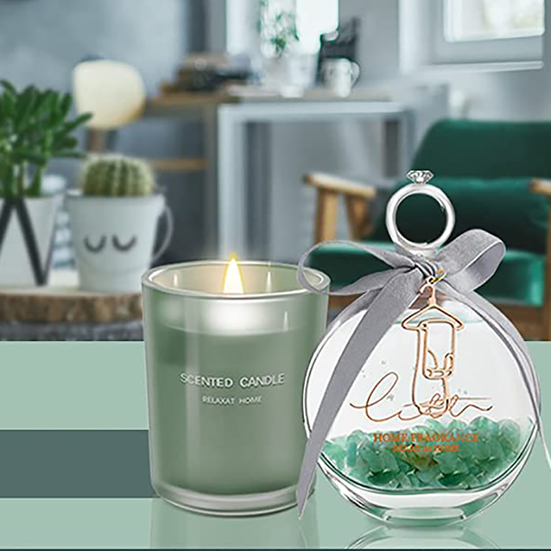 M&Scent Difusor de caña de aceite perfumado de albahaca y limón y juego de regalo de vela perfumada con varillas para el hogar