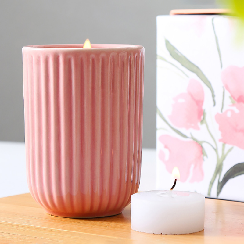 Velas perfumadas Woodwick de cera de soja de cerámica coloreadas personalizadas de alta calidad de lujo al por mayor a granel