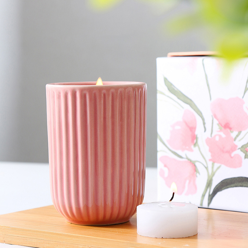 Velas perfumadas Woodwick de cera de soja de cerámica coloreadas personalizadas de alta calidad de lujo al por mayor a granel