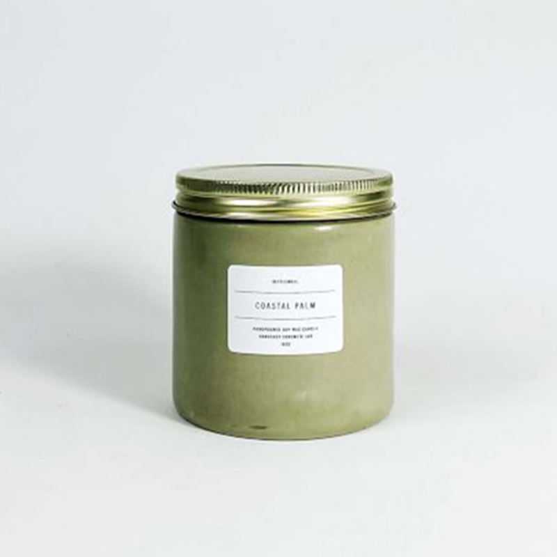 Vela perfumada de tarro de hormigón personalizado blanco de alta calidad con tapa