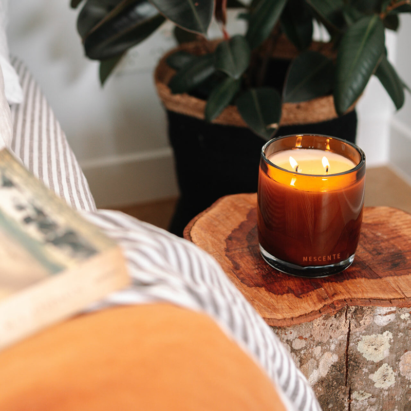 Vela perfumada estrellada de vainilla de marca privada de lujo con película de madera