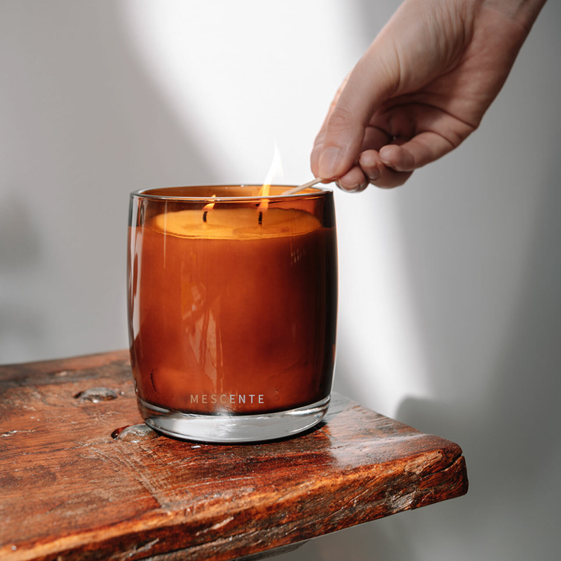 Vela perfumada estrellada de vainilla de marca privada de lujo con película de madera