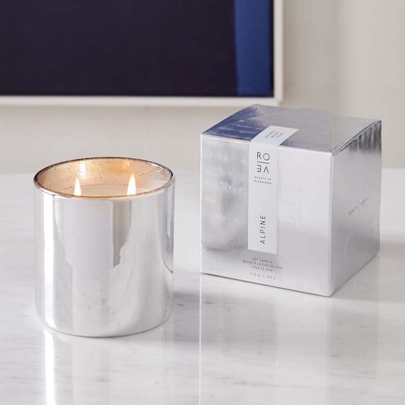 Velas aromáticas de plata alpina personalizadas de lujo al por mayor con etiqueta privada