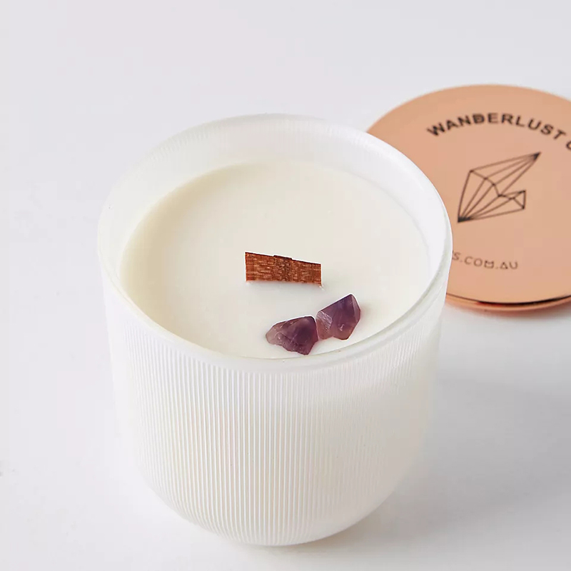 Velas perfumadas cristalinas de la cera de soja del aromaterapia de Chakra de la gema del logotipo brillante de mármol de lujo al por mayor