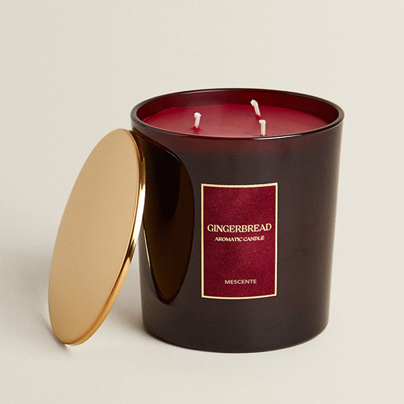 Velas de lujo personalizadas con 3 mechas de M&Scent, vela perfumada de vidrio mate negra personalizada con etiqueta privada