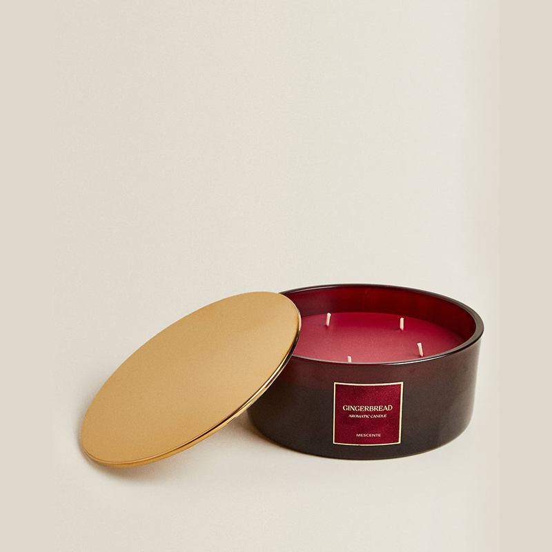 Velas de lujo personalizadas con 3 mechas de M&Scent, vela perfumada de vidrio mate negra personalizada con etiqueta privada