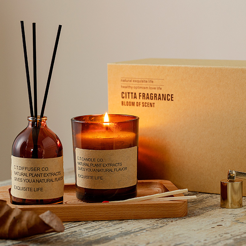 Difusor de láminas para el hogar con decoración de lujo de M&Scent y juego de velas perfumadas con embalaje en caja