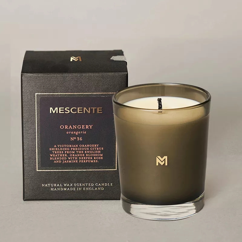 M&Scent vende al por mayor nueva vela de soja perfumada Kerzen con etiqueta privada personalizada de lujo, tarros de cristal navideños con tapa
