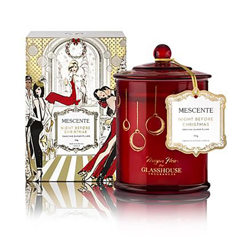 M&Scent vende al por mayor velas de soja perfumadas con tarro abovedado navideño personalizado de lujo con etiqueta privada con tapa