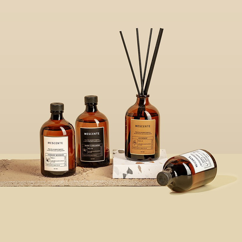 Difusor de caña de fibra, difusor de varillas coloridas de vidrio de lujo iridiscente grande, negro y dorado, 100ml, cartucho, ambientador