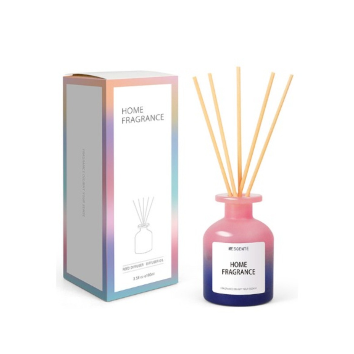Venta al por mayor, botella de vidrio única, fragancia, flores, difusor de caña, repuesto de aceite con cajas de embalaje, sistema de regalo