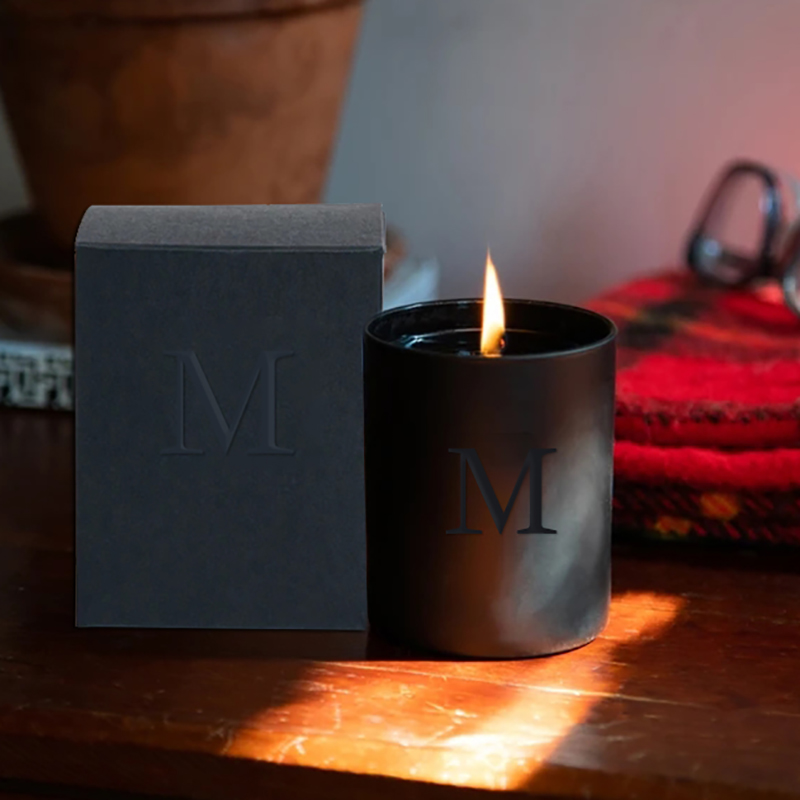 M&Scent vende al por mayor tarros únicos negros de lujo que casan velas de soja perfumadas decorativas con cristales