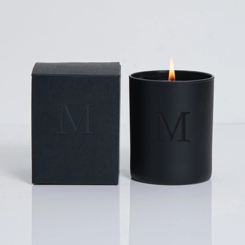 M&Scent vende al por mayor tarros únicos negros de lujo que casan velas de soja perfumadas decorativas con cristales