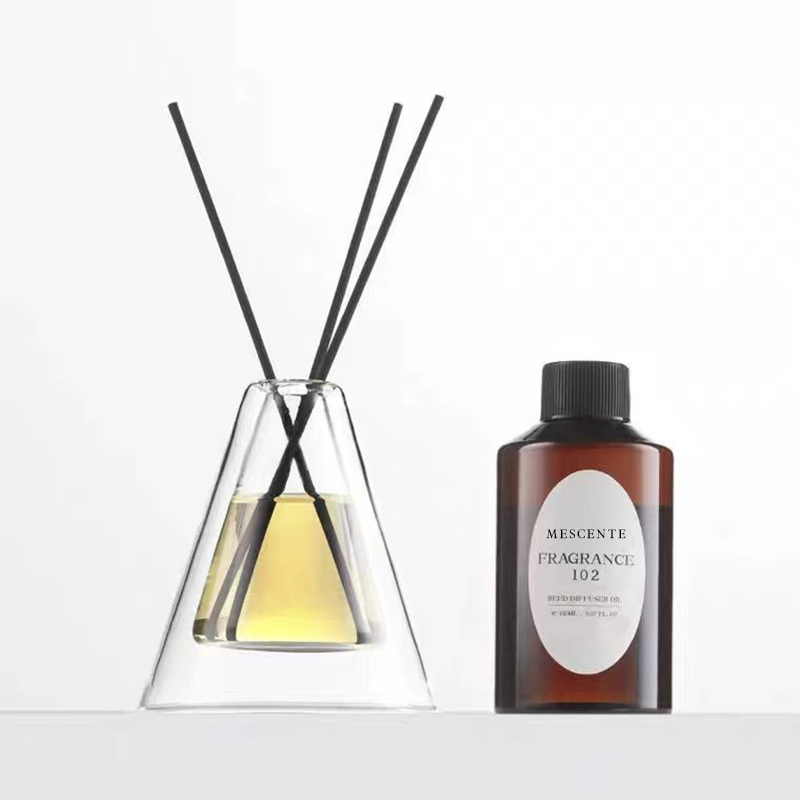Personalizado grande Hex Essenza botella de vidrio única blanco esmerilado Extra aire Aroma Reed difusor fragancia casera, difusores de caña Navidad