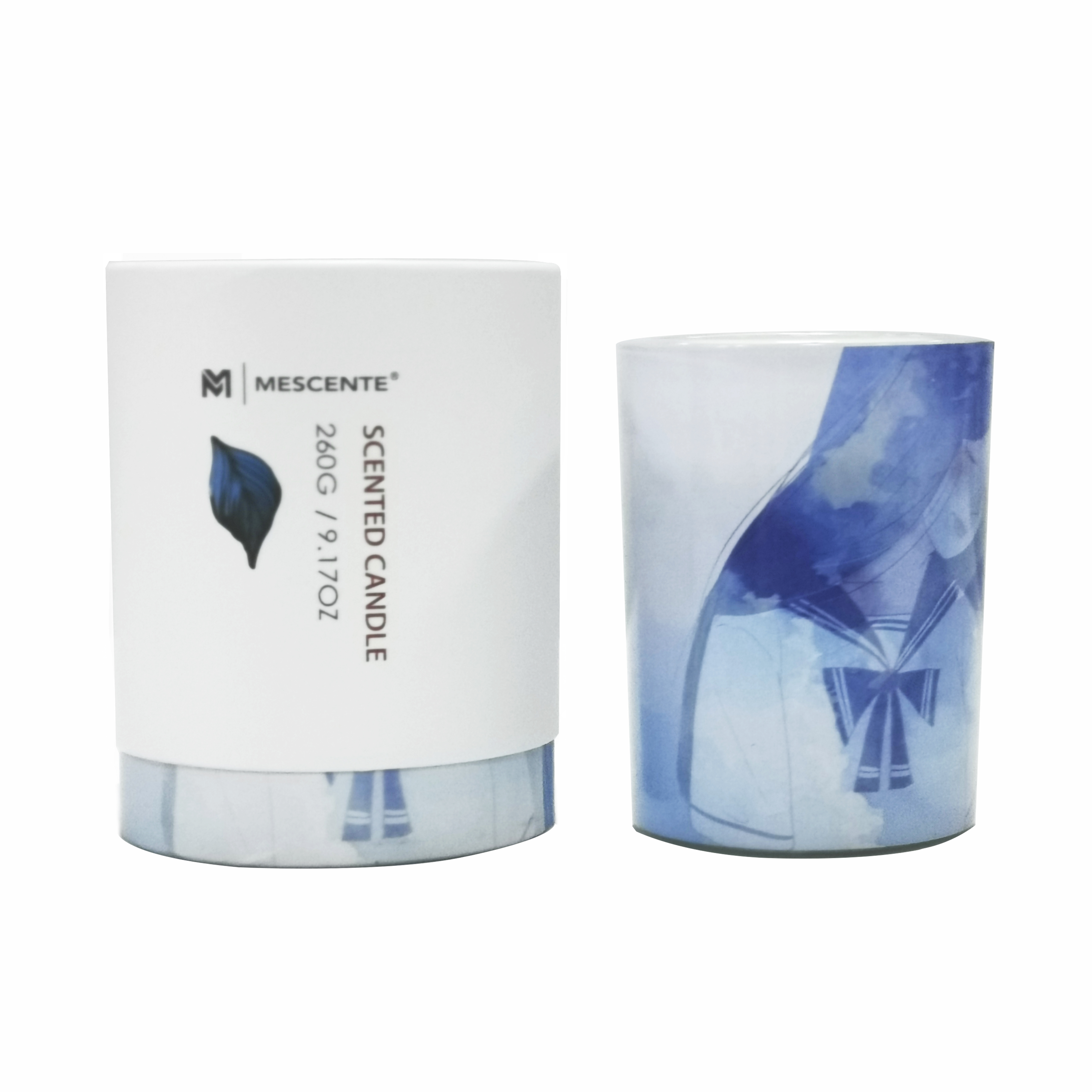 M&Scent vende al por mayor la vela de palma del tarro de cristal verde de la etiqueta privada, velas espirituales