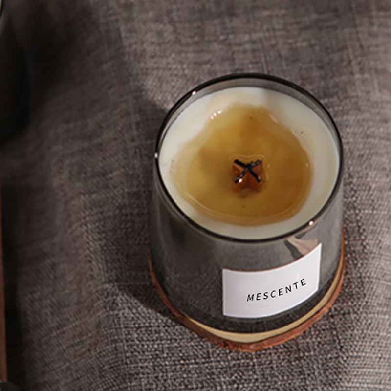 Los tarros de cristal de lujo de M&Scent mechas de madera cristalinas perfumaron la vela de cera de soja, velas de boda