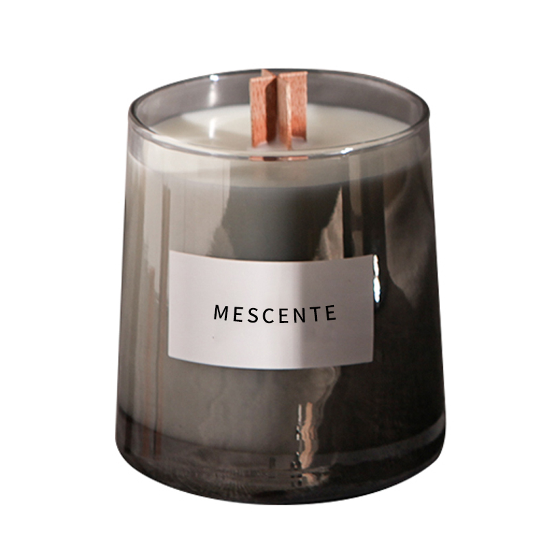 Los tarros de cristal de lujo de M&Scent mechas de madera cristalinas perfumaron la vela de cera de soja, velas de boda