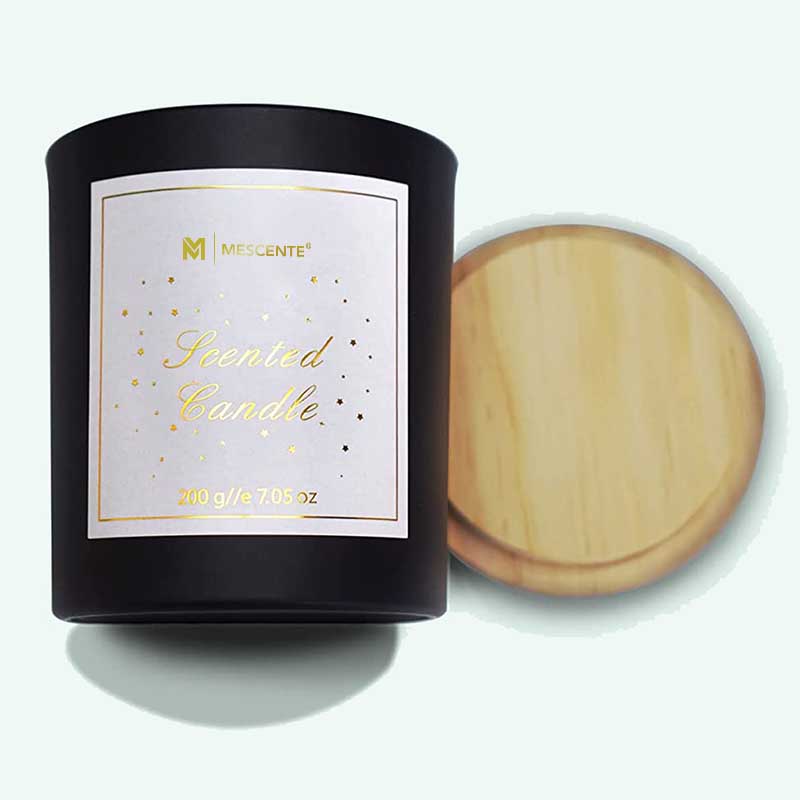 M&Scent Logotipo personalizado Mini botella de cristal redonda Velas perfumadas de cera de soja de café fuerte con caja a granel