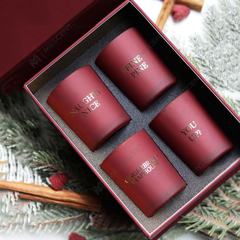 Juego de regalo de 4 velas aromáticas de decoración del hogar de marca privada de lujo de M&Scent