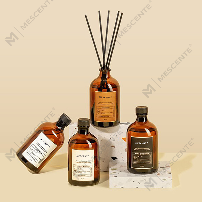 Difusor de láminas de fibra de vidrio iridiscente de lujo de 100 ml, gran tamaño, negro y dorado, disolvente ambientador