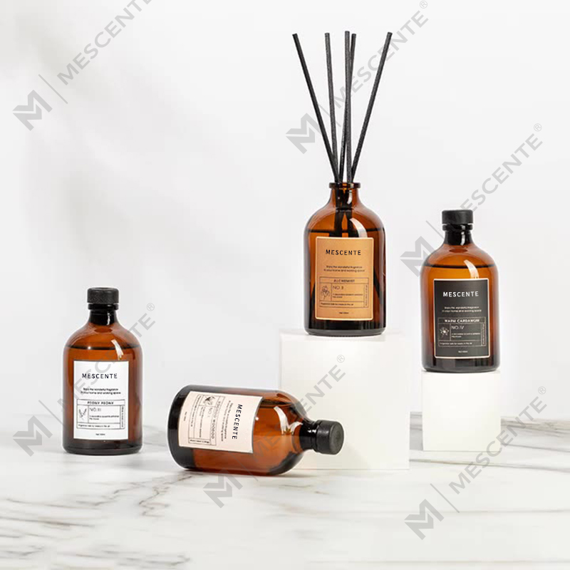 Difusor de láminas de fibra de vidrio iridiscente de lujo de 100 ml, gran tamaño, negro y dorado, disolvente ambientador