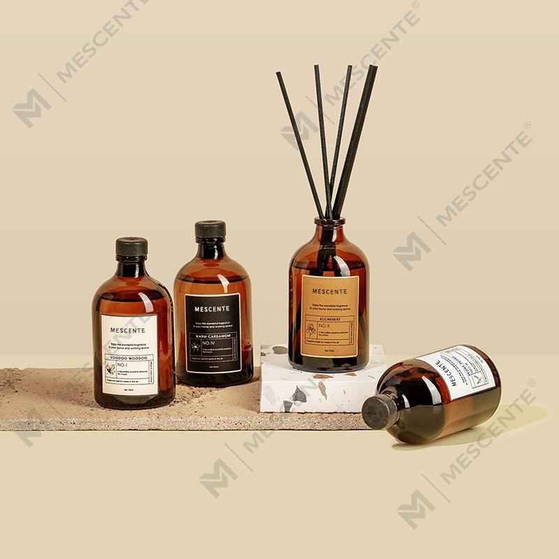 Difusor de láminas de fibra de vidrio iridiscente de lujo de 100 ml, gran tamaño, negro y dorado, disolvente ambientador