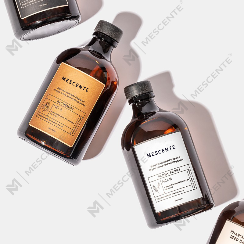 Difusor de láminas de fibra de vidrio iridiscente de lujo de 100 ml, gran tamaño, negro y dorado, disolvente ambientador