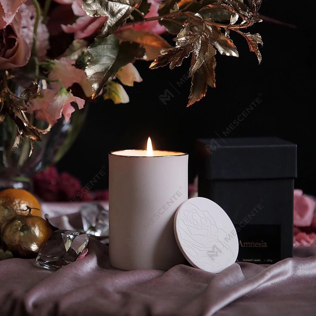 Juego de regalo de velas de aceite con fragancia perfumada barata y soporte de vidrio de lujo al por mayor de M&Scent con logotipo