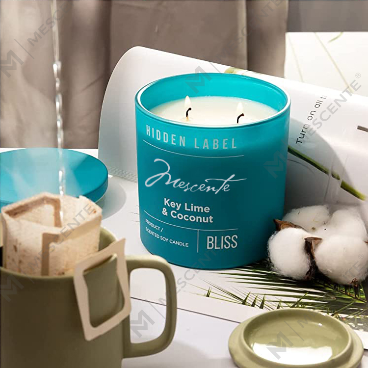 Velas de cera de soja perfumadas con cristales en frascos negros de marca privada de lujo al por mayor de M&Scent