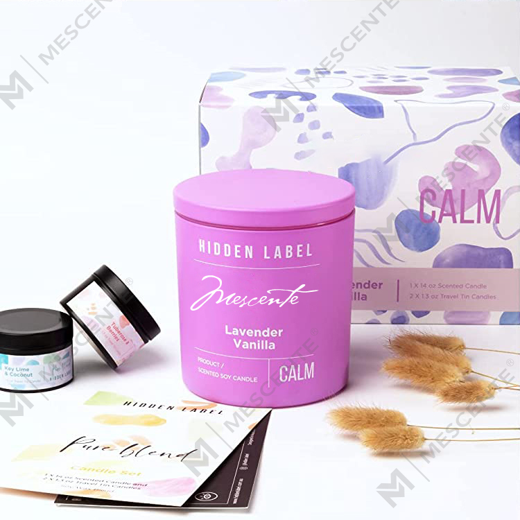 Velas de cera de soja perfumadas con cristales en frascos negros de marca privada de lujo al por mayor de M&Scent