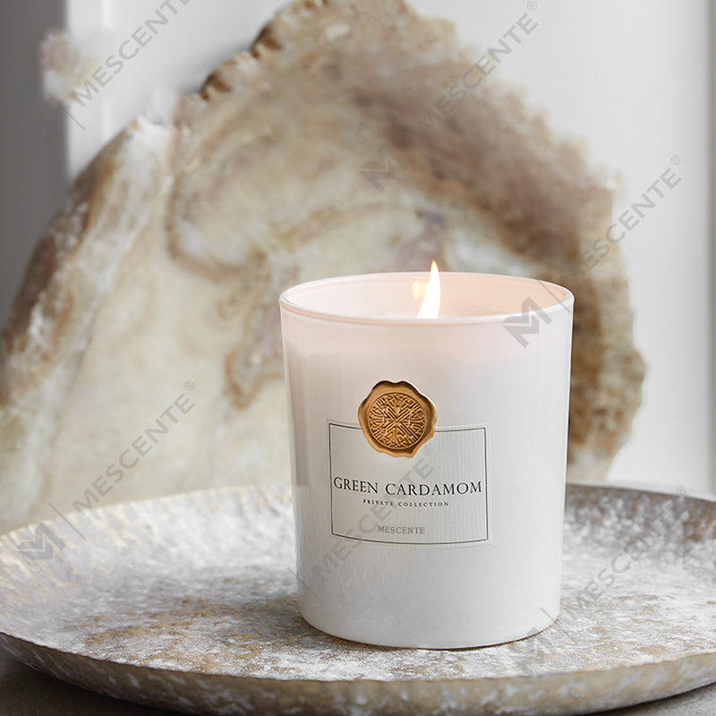 Frascos de vidrio decorativos de marca privada personalizados de lujo de M&Scent, velas de cera de soja perfumadas