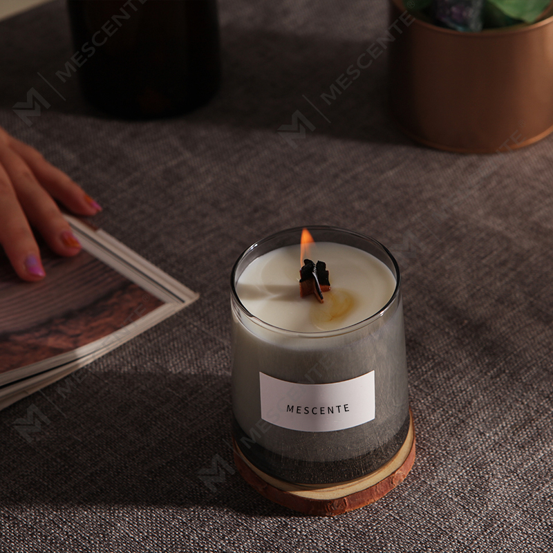 Frascos de vidrio de lujo de M&Scent, mechas de madera de cristal, velas de cera de soja perfumadas, velas de boda