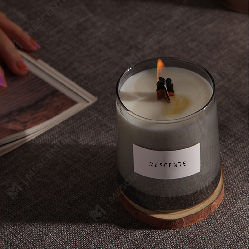 Frascos de vidrio de lujo de M&Scent, mechas de madera de cristal, velas de cera de soja perfumadas, velas de boda
