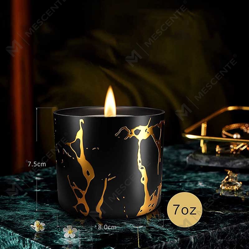 Tarro de velas de cerámica personalizada de gran tamaño de lujo para decoración del hogar, cereales y oro, juego de regalos con velas perfumadas de cera de soja hechas a mano