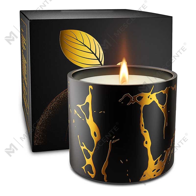 Tarro de velas de cerámica personalizada de gran tamaño de lujo para decoración del hogar, cereales y oro, juego de regalos con velas perfumadas de cera de soja hechas a mano