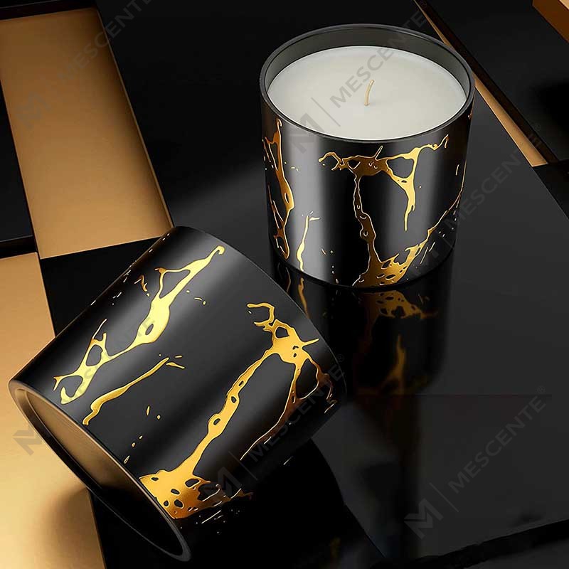 Tarro de velas de cerámica personalizada de gran tamaño de lujo para decoración del hogar, cereales y oro, juego de regalos con velas perfumadas de cera de soja hechas a mano