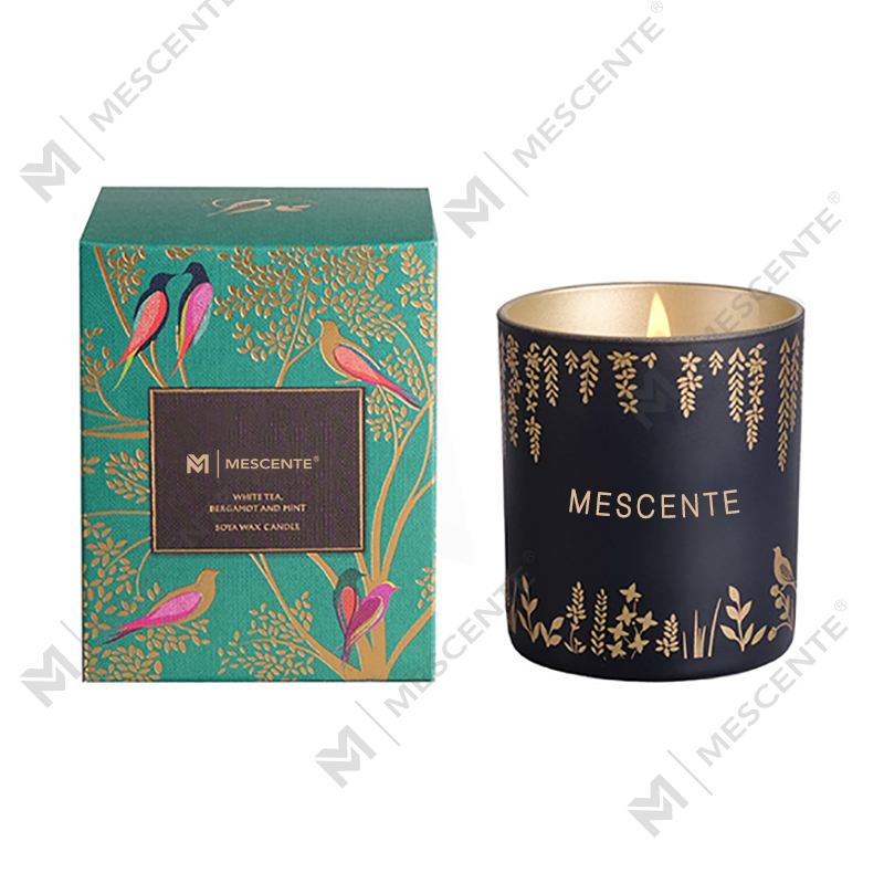 Velas de mecha de madera negra personalizadas de marca privada, lujo perfumado con cristales