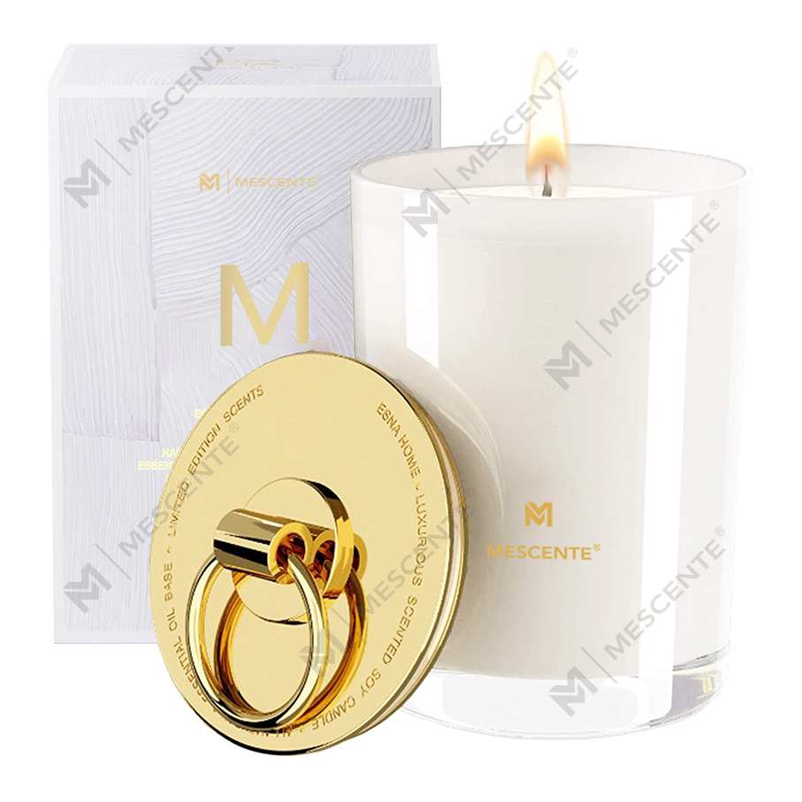 Velas perfumadas para bodas personalizadas con logotipo de cera de soja blanca de lujo de M&Scent, velas de campamento personalizadas