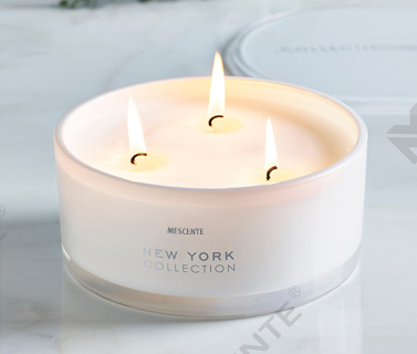 Vela perfumada con cera de soja 100 % de 3 mechas y frasco de vidrio de marca privada al por mayor de Mescente