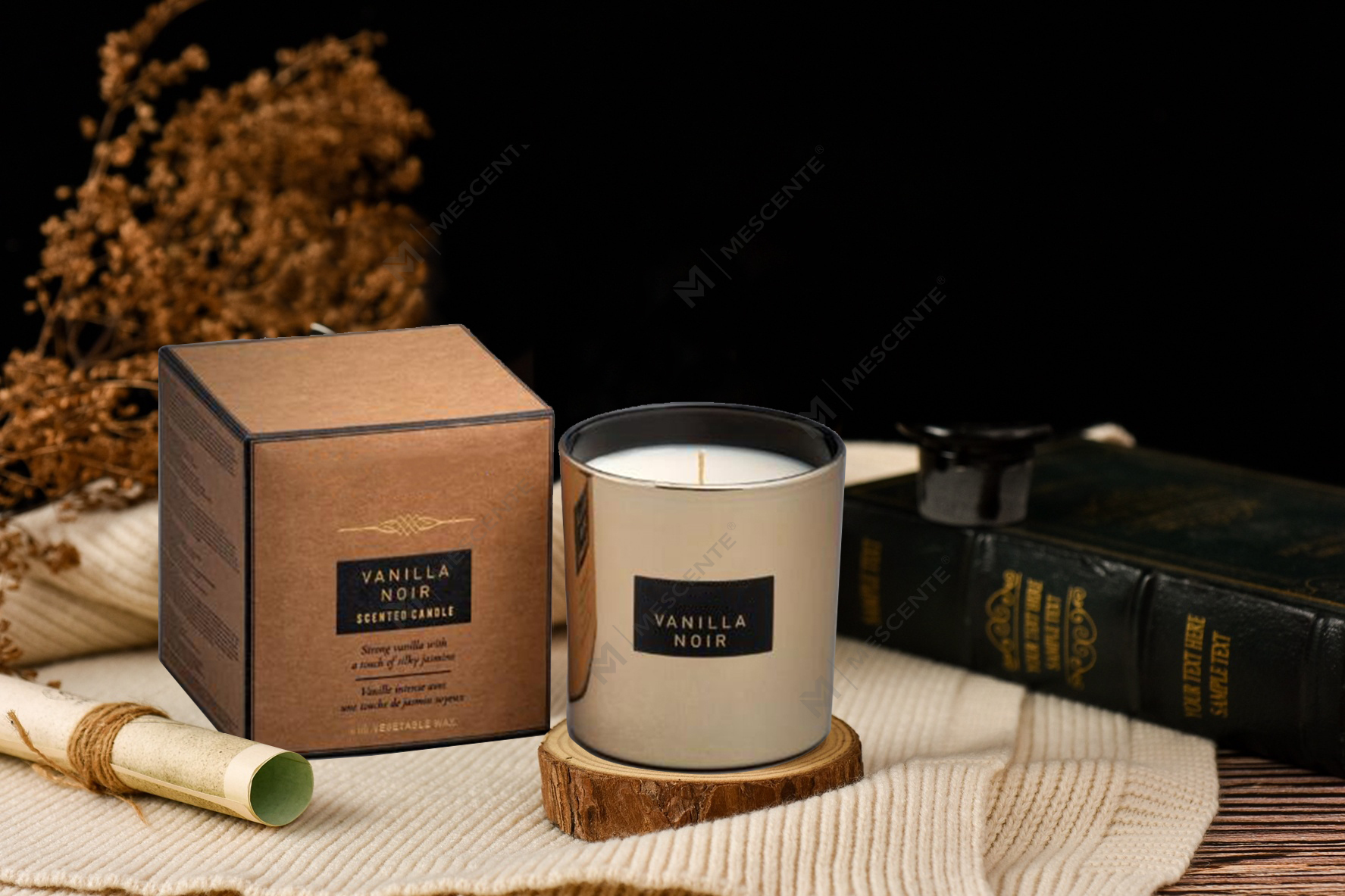 Vela de soja perfumada con cristal de espejo de gran capacidad de 540 g