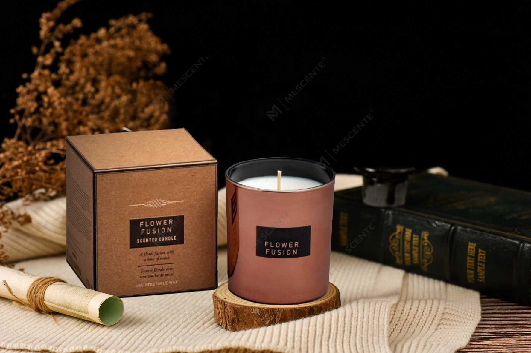 Vela de soja perfumada con cristal de espejo de gran capacidad de 540 g