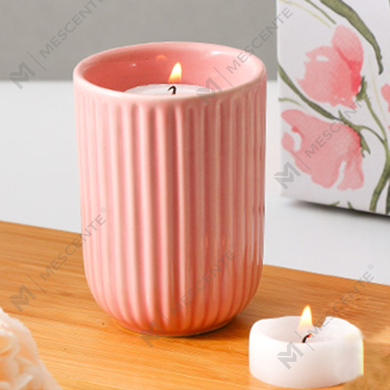 Venta al por mayor de velas aromáticas Woodwick de cera de soja de cerámica de colores de alta calidad y personalizadas con marca privada a granel