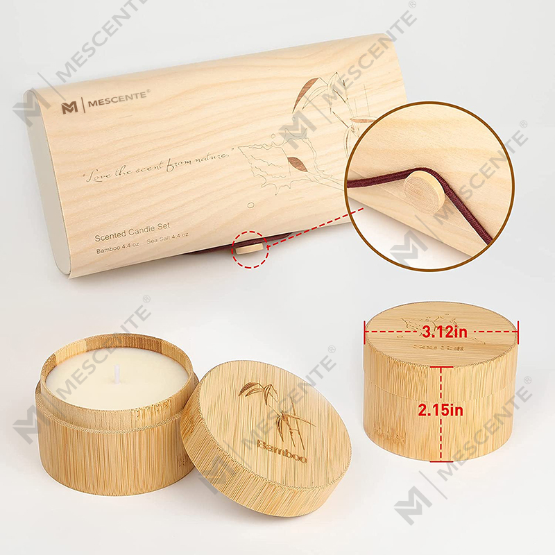 Juego de velas orgánicas de bambú y sal marina con buen aroma para hogar y cera de soja