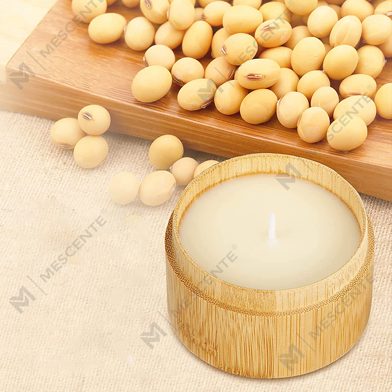 Juego de velas orgánicas de bambú y sal marina con buen aroma para hogar y cera de soja