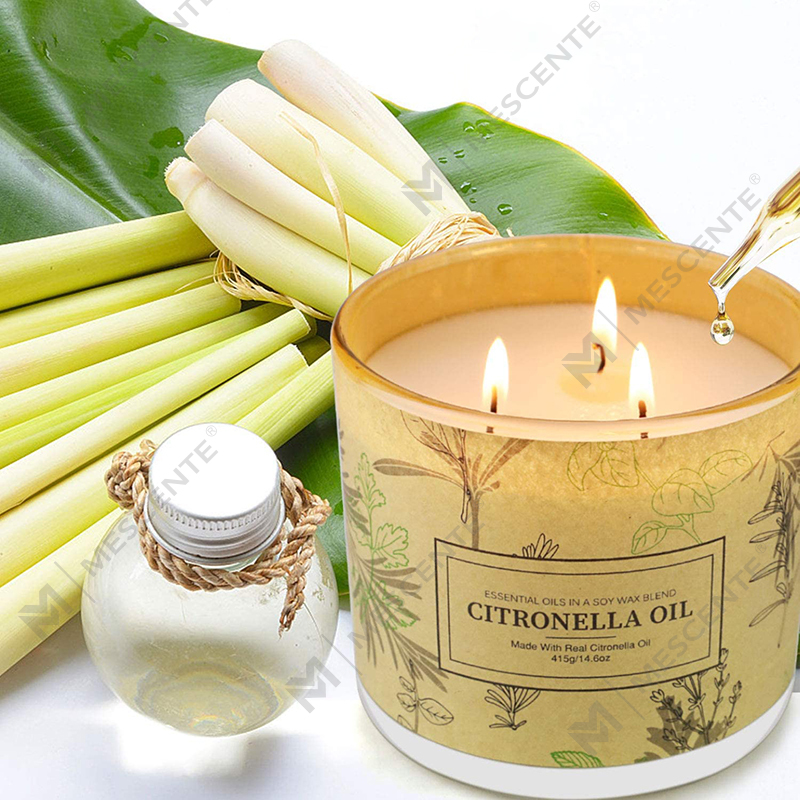 Juegos de velas de aceite de citronela con aromaterapia perfumada de 3 frascos de mecha de larga duración para el hogar, el jardín, el patio y el balcón
