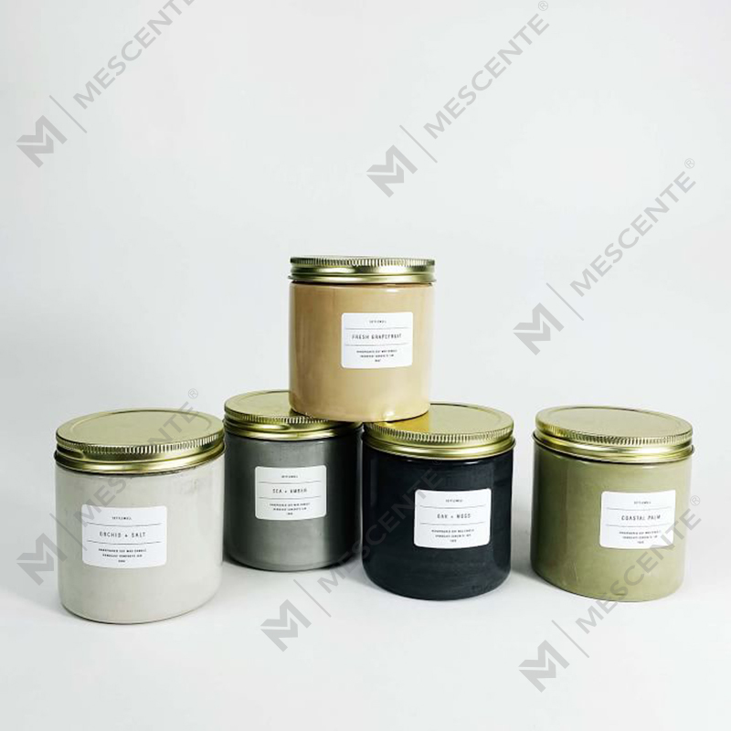 Vela perfumada con tapa en frasco de hormigón personalizado blanco de alta calidad