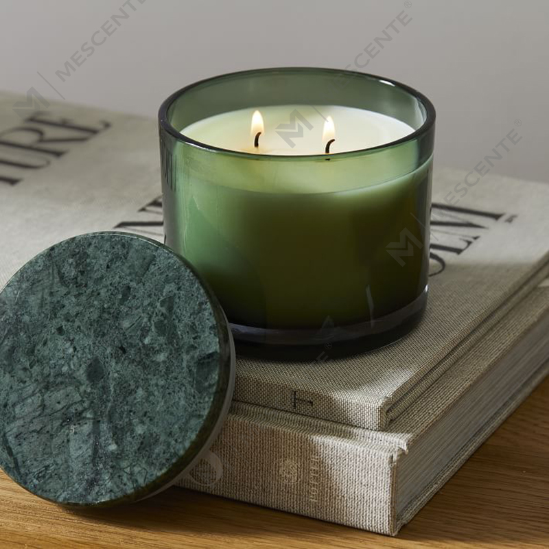 Venta al por mayor de velas de lujo de baja calidad, sin etiquetar, con tapa de mármol Vitrina de 2 mechas