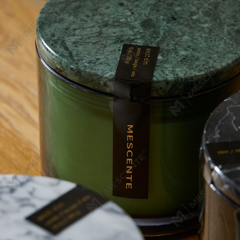 Venta al por mayor de velas de lujo de baja calidad, sin etiquetar, con tapa de mármol Vitrina de 2 mechas