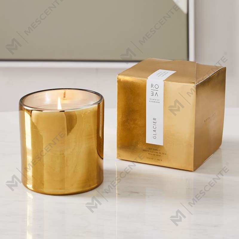 Juego de regalo de decoración de velas de cera de soja perfumada con frasco de vidrio negro con logotipo de impresión dorada personalizada de lujo de Amazon